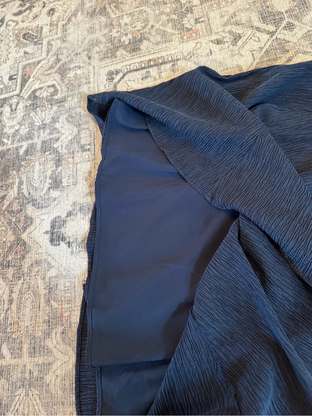 Abercrombie & Fitch Navy Blue Crinkled Textured, Twist Front Mini Dress, Size SP - Picture 10 of 12